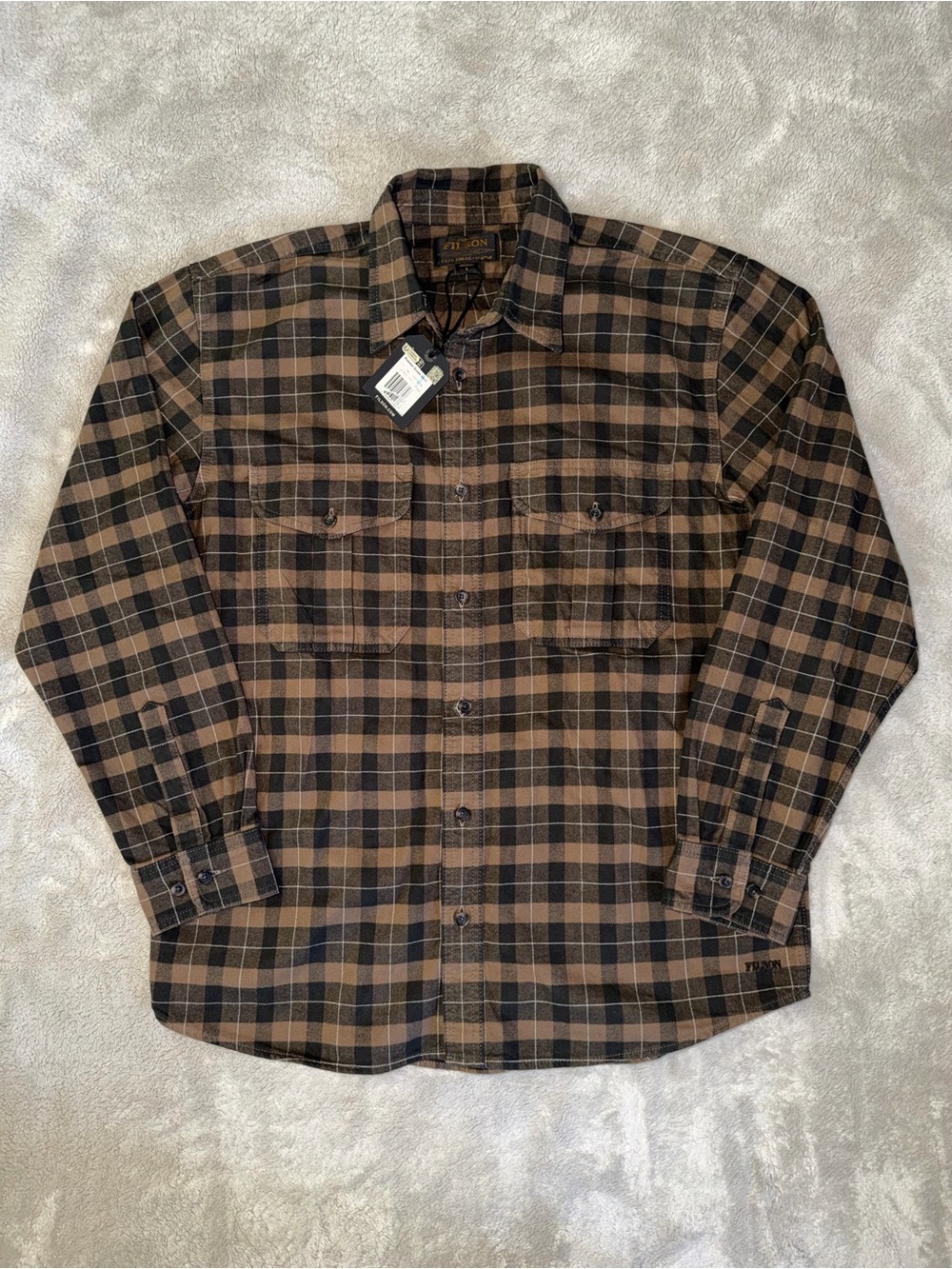 NWT Filson Alaskan Guide Shirt In Light Brown/Peat/Multi Plaid Men’s Large